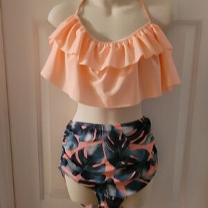 2 piece tropical swimsuit